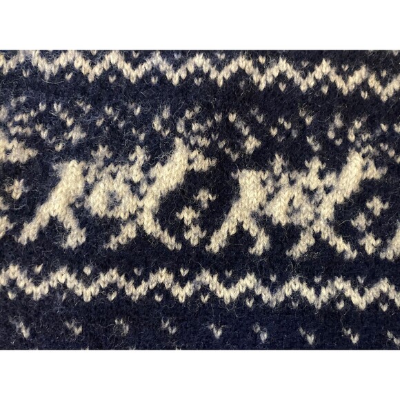 Vintage Woolrich 100% Wool Blue Deer Hearts Birds Tooth Fair Isle Sweater Large - Picture 6 of 12